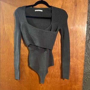 Abercrombie & Fitch Charcoal Ribbed Bodysuit